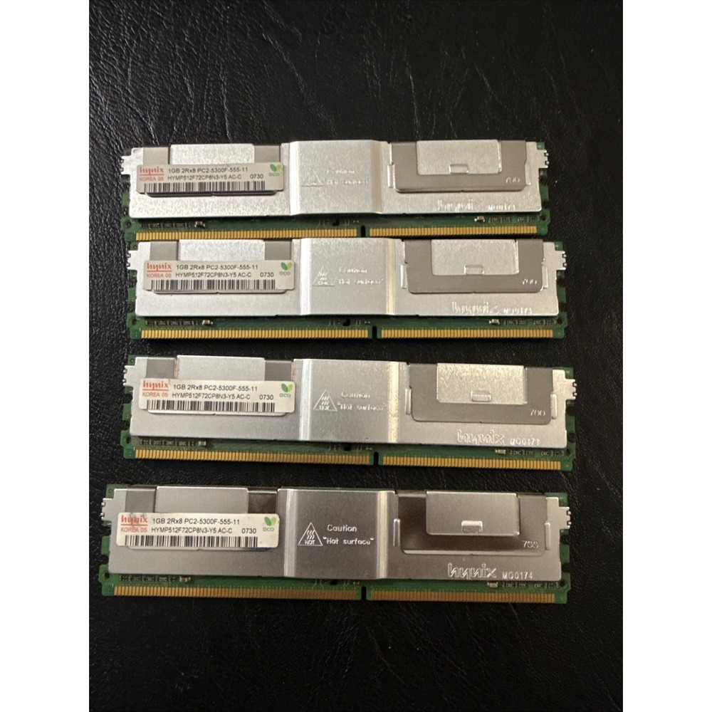 Lot of 4 1GB memory RAM Hynix 1Rx8 PC2-5300F-555-11 HYMP112F72CP8N3 Y5 AC-C 0730